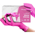 Fuchsia Hot Pink Nitrile Disposable Gloves - 50 Count - 3 Mil Nitrile Gloves Medium - Powder and Latex Free Rubber Gloves - Surgical Medical Exam Gloves - Food Safe Cooking Gloves