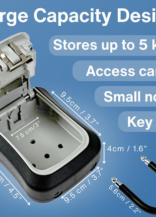 Rudy Run Key Lock Box for Outside – Large Outdoor Lockbox for Keys with Code, 4-Digit Combination Hidden Safe to Hide a Key Outside, Portable Safe Key Storage, 6.7 in, 1 Pack