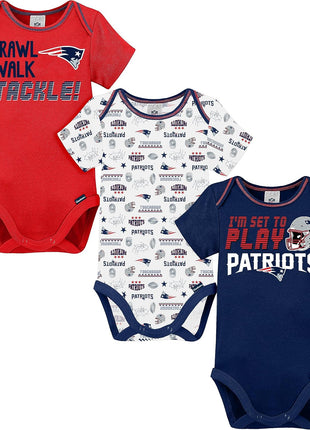 Gerber NFL Unisex-Baby NFL Team 3 Pack Short Sleeve Onesie Bodysuit