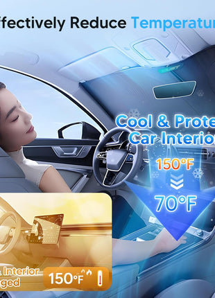 KUST Windshield Sun Shade for 2019-2025 2026 Chevrolet/Chevy Silverado 1500 Accessories, Regular Cab, Crew Cab, Double Cab 2Dr 4Dr Custom Fit Window Shade Sun Visor Foldable Blocks UV Rays