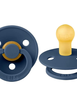 BIBS Pacifiers Colour Collection | Natural Rubber Baby Pacifier | Set of 2 BPA-Free Soothers | Made in Denmark | 0+ Months (Pack of 2) | Dusty Blue/Steel Blue