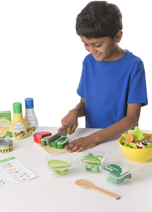Melissa & Doug Slice and Toss Salad 52-Piece Toy Food Set & Montessori-Inspired Play Kitchen Accessories, Preschool Learning Toys for Girls & Boys 3+