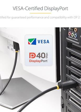 StarTech.com 3ft DisplayPort 2.1 Cable, VESA Certified DP40 DisplayPort Cable w/UHBR10/HDR/HDCP 2.2, 8K 60Hz w/DSC 1.2a