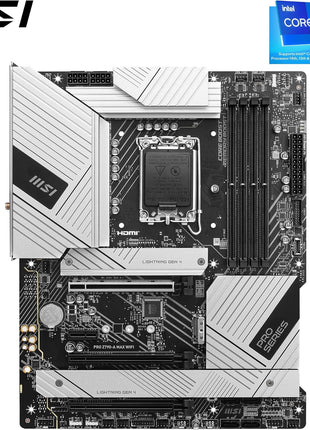MSI PRO Z790-A MAX WiFi ProSeries Motherboard (Supports 12th/13th/14th Gen Intel Processors, LGA 1700, DDR5, PCIe 5.0, M.2, SATA 6G, 2.5Gbps LAN, USB 3.2 Gen2, Wi-Fi 7, Bluetooth 5.4, ATX)