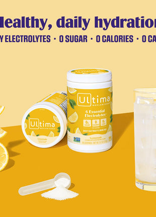 Ultima Replenisher Daily Electrolyte Powder Drink Mix, 90-Serving Canister | Zero Sugar Lemonade Hydration Powder with 6 Electrolytes & Minerals - Sugar Free, Plant-Based & Keto Friendly