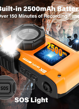 8K UHD 70MP WiFi Digital Camera with 64GB Card Rugged Waterproof Dustproof Shockproof 33FT Underwater Camera Dual-Screen Selfie for Snorkeling Autofocus Point and Shoot Digital Camera (Orange)