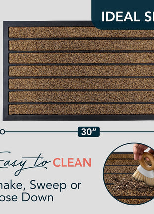 ubdyo Extra Durable Door Mat - Dirt Trapping Outdoor Welcome Mats - Non-Slip Outdoor Indoor Entrance - Low Profile Front Doormat (30 inch x 17 inch, Bright Brown)