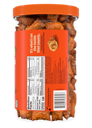 Reese's Filled Pretzels Peanut Butter Nuggets Jar, 18 oz | Peanut Butter Filled Pretzel Nuggets, Crunchy Shell, Sweet and Salty Snack, Resealable Jar for Sharing, 18 oz