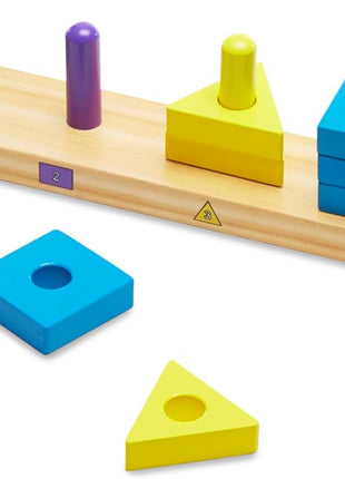 Melissa & Doug Stack and Sort Board - Wooden Educational Toy With 15 Solid Wood Pieces