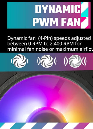 Cooler Master Mobius 120P ARGB High Performance Interconnecting Ring Blade Fan, PWM 2400rpm, Loop Dynamic Bearing, ARGB Customizable LEDs for PC Case, Liquid and Air Cooler (MFZ-M2DN-24NP2-R1) Black