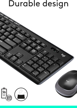 Logitech MK270 Full Size Wireless Keyboard and Mouse Combo - Black