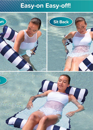 Aqua Original 4-in-1 Monterey Hammock Pool Float & Water Hammock ??Multi-Purpose, Inflatable Pool Floats for Adults ??Patented Thick, Non-Stick PVC Material ??Navy