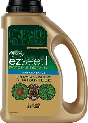 Scotts EZ Seed Patch & Repair Sun and Shade Mulch, Grass Seed, Fertilizer Combination for Bare Spots and Repair, 3.75 lb, Brown