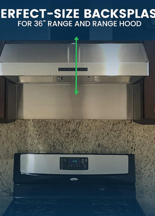 24" x 36" Reversible Metal Backsplash Matching screws | Compatible with Broan-NuTone SP3004 - Ultra Flat and Flushed Metal Panel Splatter Guard for Stovetop Easy Installation