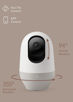 Nooie Baby Monitor with Camera 2 Pack, WiFi Baby Monitor Camera,360-degree 2K, Smart Baby Camera with Motion Tracking, Night Vision,Two Way Audio&Sound Detection,Works with Alexa, SD Card and Cloud