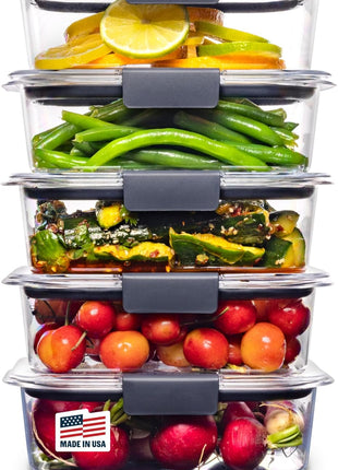 Rubbermaid Brilliance Food Storage Containers BPA Free Airtight Lids Ideal for Lunch Meal Prep & Leftovers Set of 5 (3.2 Cup)