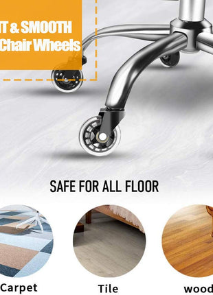 HOSALI 3 Inch Office Chair Wheels - Rubber Chair Casters Replacement, Heavy-Duty Computer Gaming Desk Caster Wheel Smooth & Safe Rolling for All Floors Including Hardwood and Carpet, Set of 5