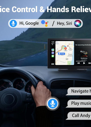 9" Wireless Apple Carplay Screen for Car & Android Auto with Backup Camera | Portable Touchscreen with OTA Update, GPS Navigation/Mirror Link/Voice Control/5.0 Bluetooth