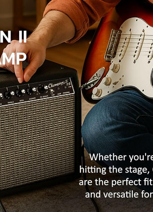 Fender Champion II 25-Watt Guitar Combo Amplifier Bundle with Instrument Cable, Picks, and Austin Bazaar Instructional Video