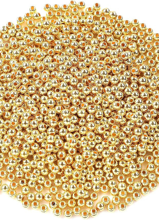 DECYOOL 1200Pcs 4mm Smooth Round Beads Gold Spacer Loose Ball Beads for Bracelet Jewelry Making Craft