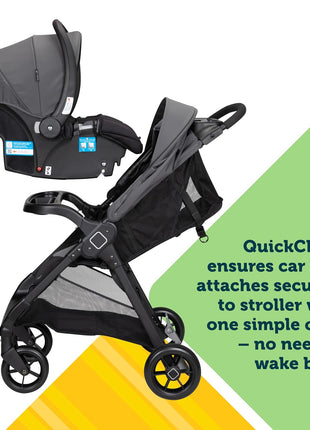 Safety 1st Smooth Ride Travel System Stroller and OnBoard FLX Infant Car Seat, Newborn to Toddler Baby Combo, Easy-Install, Large Canopy, Ample Storage, Foldable, Rear-Facing 4-30 lbs, Monument