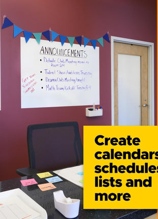 Post-it Dry Erase Whiteboard Film Surface for Walls, Doors, Tables, Chalkboards and More, Removable Sticky White Board , Stain-Proof, Easy Installation, 6 x 4 ft Roll