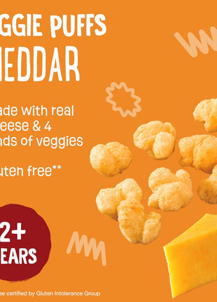 Earth's Best Organic Veggie Puffs for Toddlers 2 Years Old and Up, Cheddar Flavor, 1.55 Ounce Bag (Pack of 4)