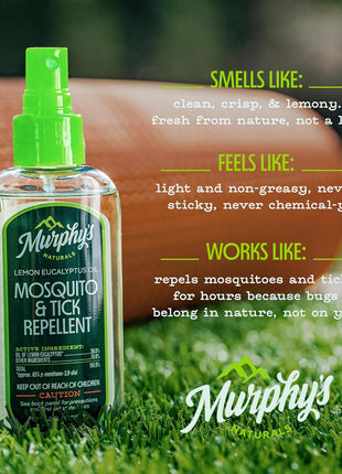 Murphy's Naturals Mosquito & Tick Bug Repellent Spray, Oil of Lemon Eucalyptus for Skin + Outdoor Gear, 4 Ounce Pump, 2-Pack