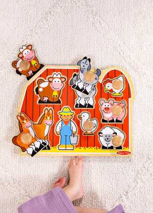 Melissa & Doug Farm Animals Jumbo Knob Wooden Peg Puzzle