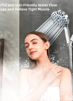 BESAQUO Shower Head,10 Functions High Pressure shower head with handheld, Built in Pause Mode & 2 Power Wash, Non Clogging Nozzles High Flow Hand Held Shower Head, Leakproof 6.5ft Hose&Metal Bracket