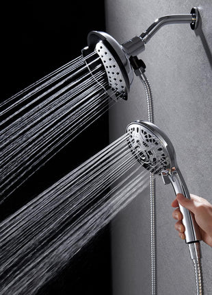 Shower Head with Handheld High Pressure: INAVAMZ Hand Held Shower Head & Rain Shower Head 2-IN-1 Shower Head with 59 inch Rotatable Stainless Steel Hose, Shower Trim Systems