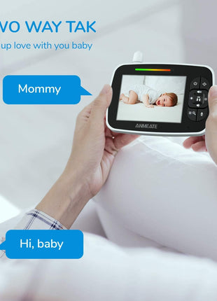 ANMEATE Baby Monitor with Remote Pan-Tilt-Zoom Camera,Large Display Video Baby Monitor with Camera and Audio |Infrared Night Vision |Two Way Talk | Room Temperature| Lullabies and 960ft Range(Black1)