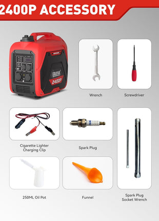 ERAYAK 2400W Portable Inverter Generator for Home Use, Super Quiet Small Generator for Camping Outdoor Emergency Power Backup, Gas Powered Engine, EPA, ECO Mode