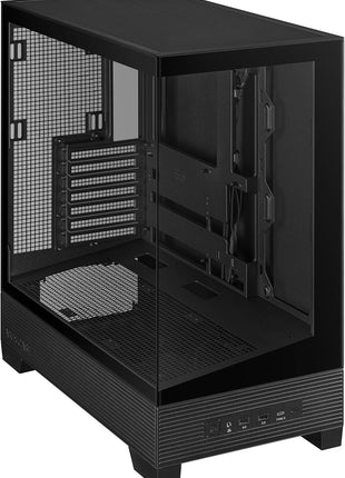 ASUS A31 Black ATX Mid-Tower Gaming Case, Dual Tempered Glass, Frameless, BTF Hidden Connectors, 360 AIO Support, Angled Base, ARGB, Optimized Airflow, Seamless Cable Management, 2 Year Warranty