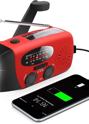RunningSnail Emergency Hand Crank Radio With LED Flashlight For Emergency, AM/FM NOAA Portable Weather Radio With 2000mAh Power Bank Phone Charger, USB Charged & Solar Power For Camping, Emergency