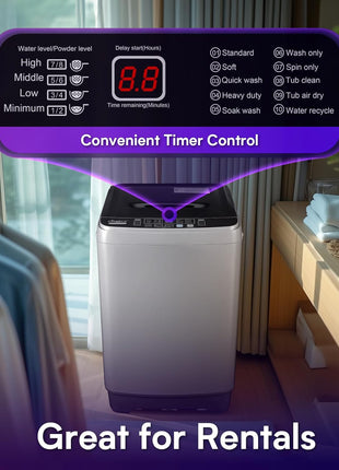 Anypro Portable Washing Machines 17.8LBS Full Automatic Clothes Washer and Spinner Combo with 10 Programs and 8 Water Levels, Compact Laundry Wash Spin Dryer for Apartment RV Dorm Home, Grey