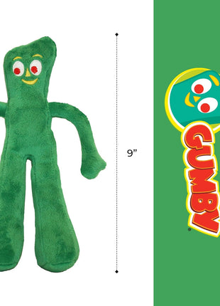 Multipet Gumby Dog Plush Toy - Squeaky Toy for All Dogs - Extra Soft Plush w/ Flexible Legs & Arms - Stuffed Animal for Cuddling & Playing - Cute Dog Pet Toy (9", Green)