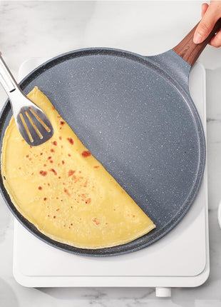 SENSARTE Nonstick Crepe Pan, Swiss Granite Coating Dosa Pan Pancake Flat Skillet Tawa Griddle 10-Inch with Stay-Cool Handle, Induction Compatible