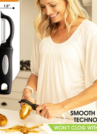 Spring Chef Premium Swivel Vegetable Peeler, Soft Grip Handle and Ultra Sharp Stainless Steel Blades   Perfect Kitchen Peeler For Veggie, Fruit, Potato, Carrot, Apple   Black