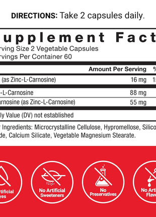 Force Factor Zinc L-Carnosine Capsules | Support Gastric & Digestive Health, Digestion & Bloating Supplement, Vegan, Non-GMO, No Gelatin, 120 Capsules