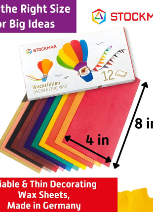 Stockmar Decorating Natural Beeswax Large Sheets - Box of 12 Assorted Colors, Waldorf Art Supplies, Candle Decorating Wax