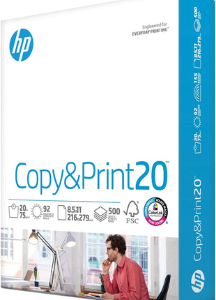 HP Printer Paper | 8.5 x 11 Paper | Copy &Print 20 lb | 1 Ream Case - 500 Sheets| 92 Bright | Made in USA - FSC Certified | 200060