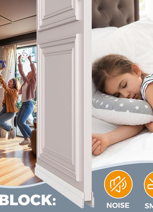 Grotheory 2 Pack Door Draft Stopper, Door Sweep, Weather Stripping Seal | Self-adhesive silicone under door draft stopper for windows and garages, blocks drafts, noise, light, dust and bugs