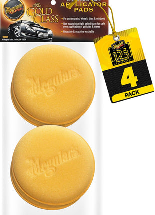 Meguiar's 4 inch Foam Applicator Pads, 4 Count - Ultra-Soft Hand Applicators with a Tight-Cell Foam Construction for a Smooth Application of Waxes, Polishes, Tire Dressing, Protectants and More, 4 Pack