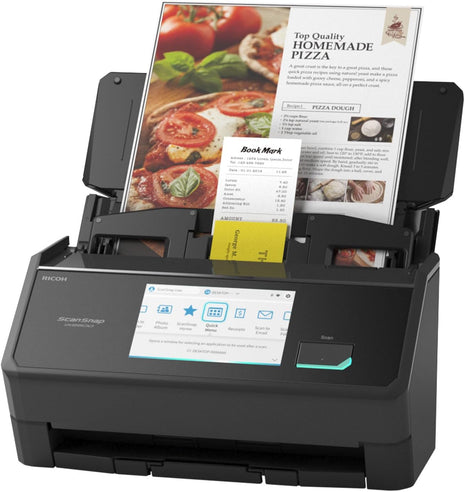ScanSnap iX2500 Wireless or USB High-Speed Cloud Enabled Document, Photo & Receipt Scanner with Large 5 inch Touchscreen and 100 Page Auto Document Feeder for Mac or PC, Black