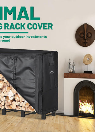 Himal 4ft Waterproof Firewood Cover, Heavy Duty 600D Oxford Outdoor Storage Wood Rack Cover with Buckle (Log Rack not Included)