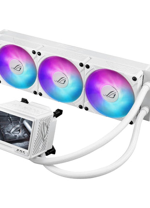 ASUS ROG RYUJIN III 360 ARGB EXTREME White Edition all-in-one AIO CPU liquid cooler, AMD Ryzen 9000 & Intel® CoreTM Ultra Ready, Asetek Gen8 V2 pump;high airflow static pressure magnetic fans; 3.5 inch LCD