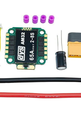 DYS Brushless ESC 65A 4in1 2-8S AM32 30x30 for FPV Freestyle Drone Racing Drone F4 F7 Flight Controller Quadcopter (AM32 65A ESC)