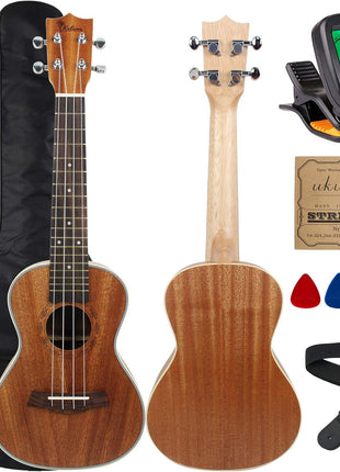 Kulana Deluxe Concert Ukulele, Mahogany Wood with Binding and Aquila Strings  Gig Bag