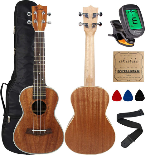 Kulana Deluxe Concert Ukulele, Mahogany Wood with Binding and Aquila Strings  Gig Bag